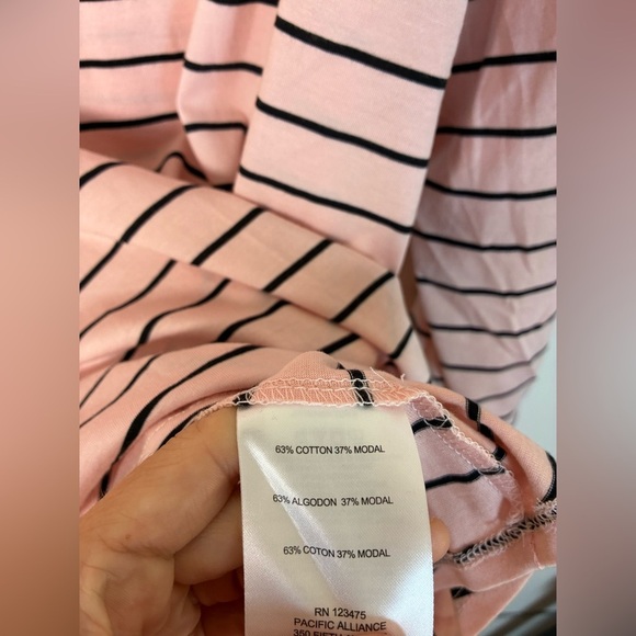 Jones New York Women 3X Pink Striped Boat Neck Tunic Button Accent Sailor - Picture 8 of 12